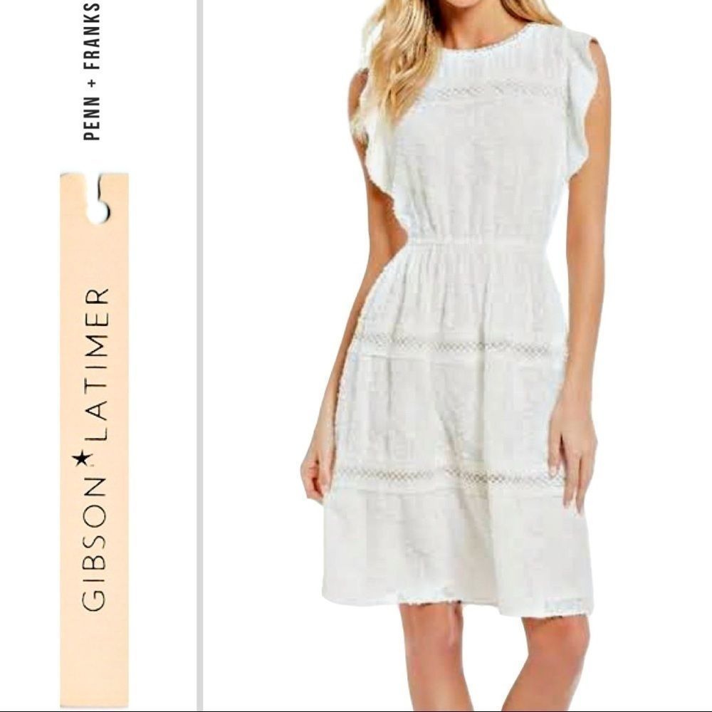 Gibson Latimer White Lace Dress Size Lg NWT
